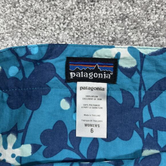 Patagonia Button Out Boardie Swim Skirt Womens 6 Nylon Floral Snap Blue - Picture 2 of 10